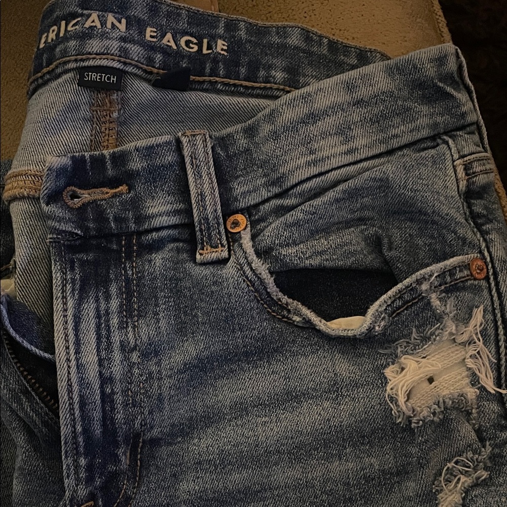American Eagle Outfitters Distressed Blue Boyfriend Jeans